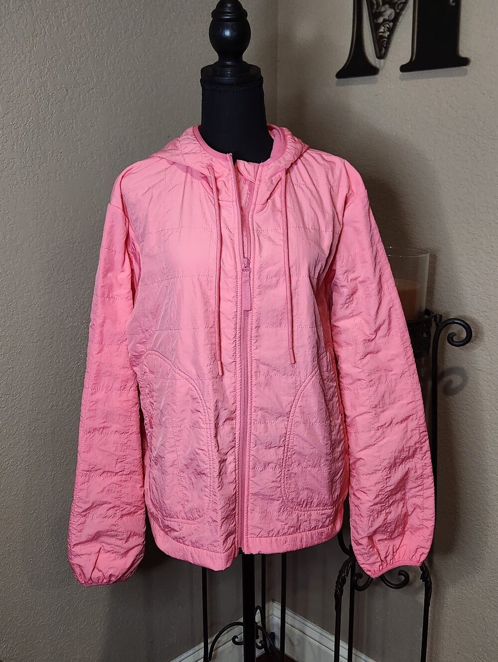 Avia Pink Quilted Hooded Puffer Jacket With Fleece Lining Size XL